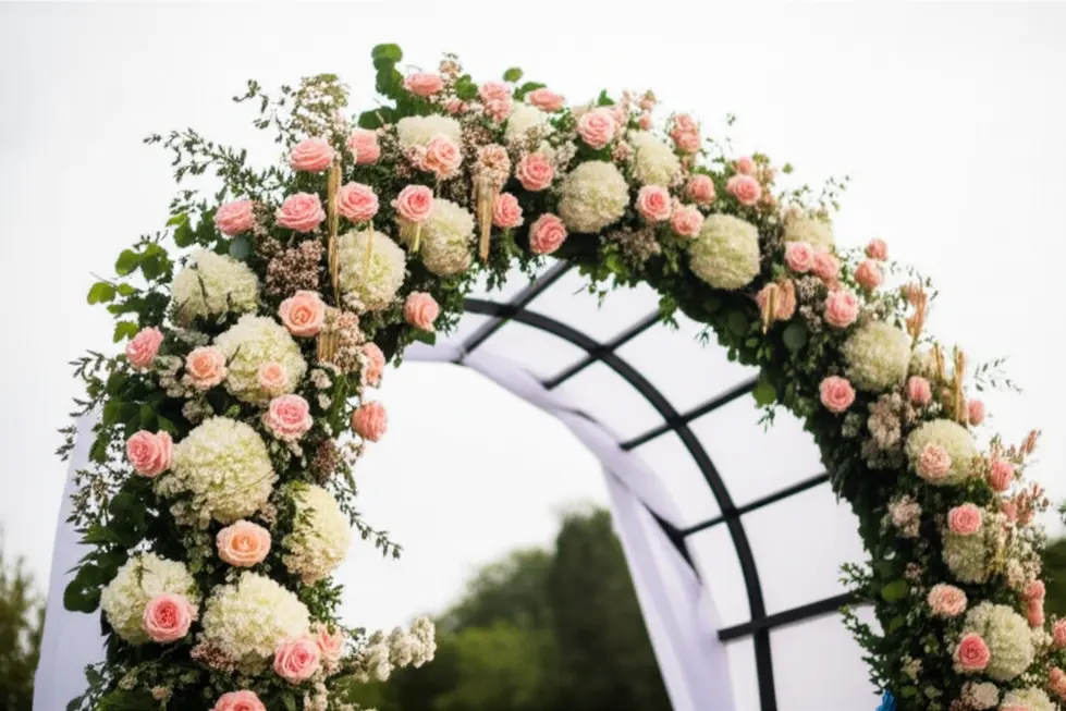 A beautiful ceremony arch adorned with vibrant floral displays, capturing the essence of Floral Aesthetic Decor.